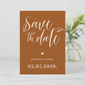 Oranje Burnt Pink Save the date Uitnodiging (Staand voorkant)