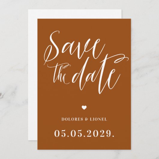 Oranje Burnt Pink Save the date Uitnodiging (Voorkant / Achterkant)