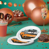 Oranje bus papieren bordje