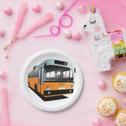 Oranje bus papieren bordje (Feest)