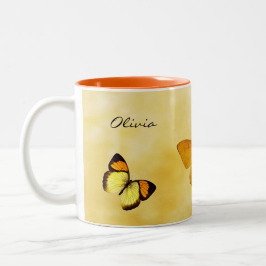 Oranje Butterflies Persoonlijke Mok Naam (Links)