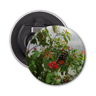 ORANJE BUTTERFLY BUTTON FLESOPENER