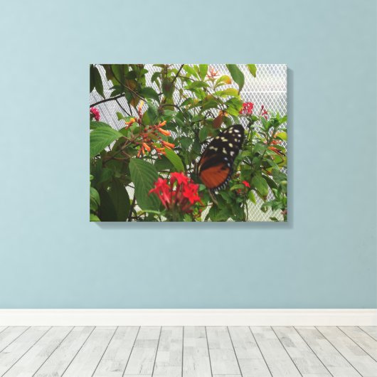 ORANJE BUTTERFLY CANVAS AFDRUK (Insitu (Houten vloer))