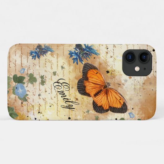 Oranje Butterfly Ephemera Case-Mate iPhone Case (Achterkant (horizontaal))