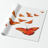 ORANJE BUTTERFLY GIFT WRAPPING PAPIER (Uitgerold)