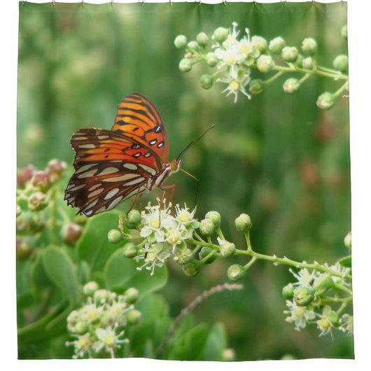 Oranje Butterfly-gordijn Douchegordijn (Voorkant)