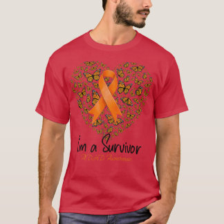 Oranje Butterfly Heart I'm a Survivor ADHD Awarene T-shirt