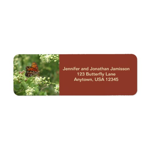 Oranje Butterfly Return Address Labels (Voorkant)