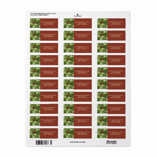Oranje Butterfly Return Address Labels (Full Sheet)