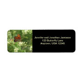 Oranje Butterfly Return Address Labels Black (Voorkant)