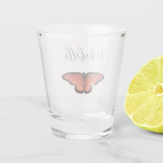 Oranje Butterfly Swallowtail Elegant Shot Glas (Achterkant)