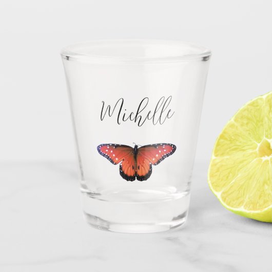 Oranje Butterfly Swallowtail Elegant Shot Glas (Voorkant)