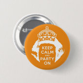 Oranje button 30 april - Keep calm and party on (Voorkant /achterkant)