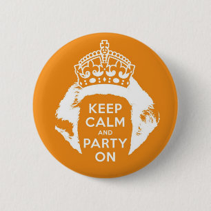 Oranje button 30 april - Keep calm and party on