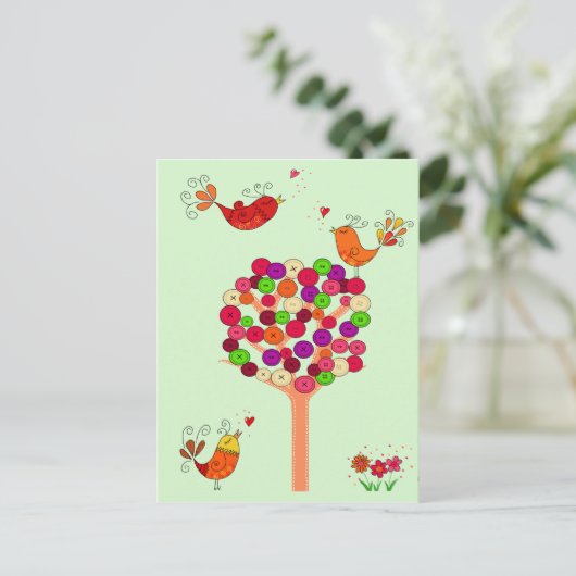 Oranje Button Briefkaart (Staand voorkant)