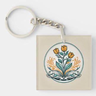 Oranje Button Sleutelhanger