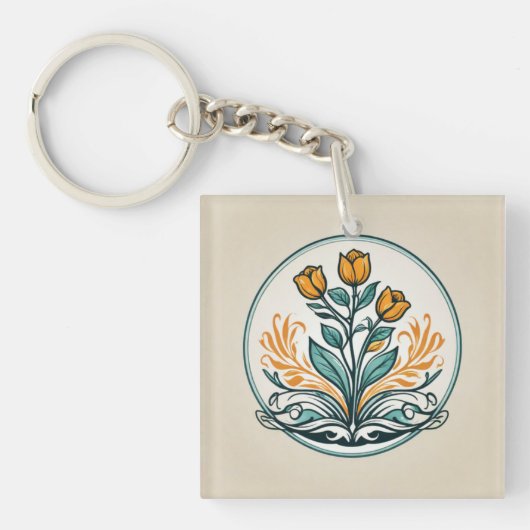 Oranje Button Sleutelhanger (voorkant)
