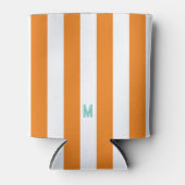 Oranje Cabana Stripe & gepersonaliseerd Blauwgroen Blikjeskoeler (Voorkant)
