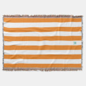 Oranje Cabana Stripe & gepersonaliseerd Blauwgroen Deken (Voorkant)