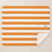 Oranje Cabana Stripe & gepersonaliseerd Blauwgroen Sherpa Deken (Voorkant (horizontaal))