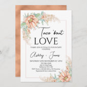 Oranje Cactus Boho Floral Couples Shower Kaart (Voorkant / Achterkant)