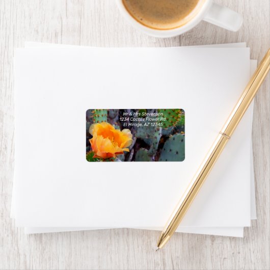 Oranje Cactus Flower Blossom Prickly Pear Opuntia Etiket (Insitu)