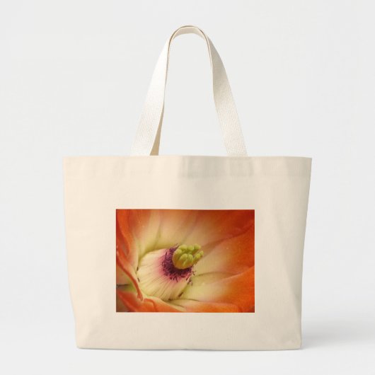 Oranje Cactus Flower Grote Tote Bag (Voorkant)