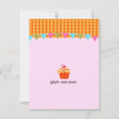 Oranje Cake and Cupcakes Birthday Invitation Kaart (Achterkant)