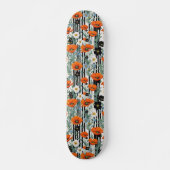 Oranje Californië Poppies Black Strips Bloemen Persoonlijk Skateboard (Voorkant)