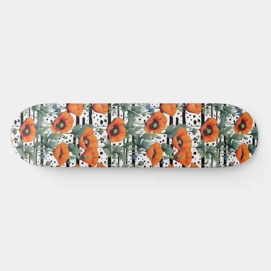 Oranje Californische klaprozen zwarte strepen en S Persoonlijk Skateboard (Horizontaal)