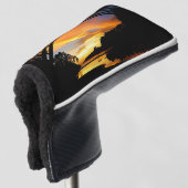 Oranje Californische kustzonsondergang onder Brug Golfheadcover (3/4 voorkant)