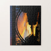 Oranje Californische kustzonsondergang onder Brug Legpuzzel (Verticaal)