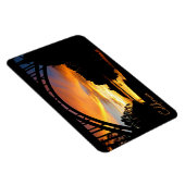 Oranje Californische kustzonsondergang onder Brug Magneet (Rechterzijde)