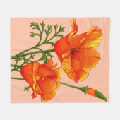 oranje Californische papaverdruk Fleece Deken (Voorkant (Horizontaal))