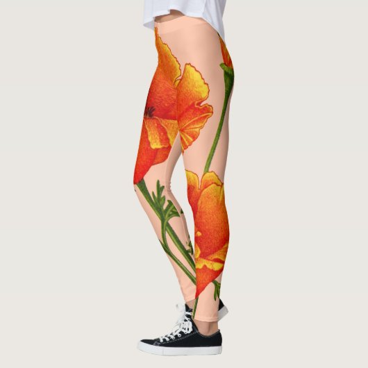 oranje Californische papaverdruk Leggings (Links)