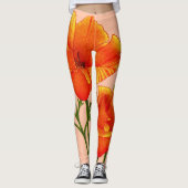 oranje Californische papaverdruk Leggings (Voorkant)