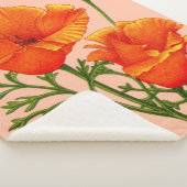 oranje Californische papaverdruk Sherpa Deken (3/4)