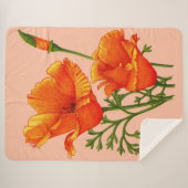 oranje Californische papaverdruk Sherpa Deken (Voorkant (horizontaal))