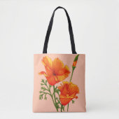 oranje Californische papaverdruk Tote Bag (Voorkant)