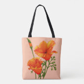 oranje Californische papaverdruk Tote Bag (Achterkant)