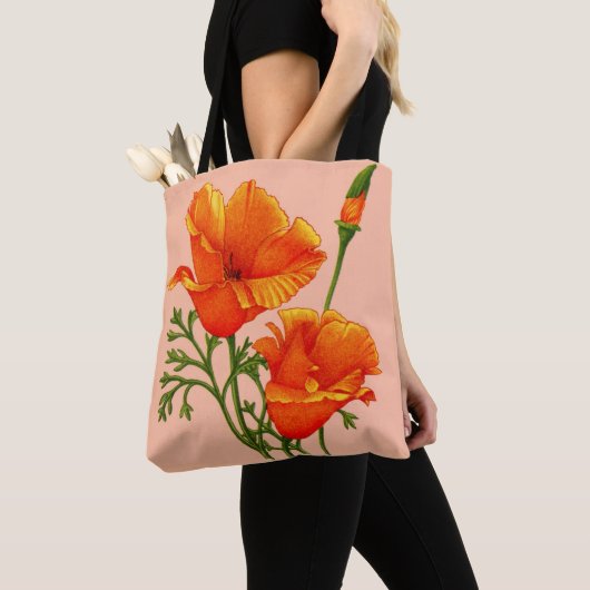 oranje Californische papaverdruk Tote Bag (Dichtbij)