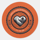 Oranje Californische paspoort Ronde Sticker (Voorkant)