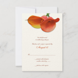 Oranje Calla Lelie Huwelijksreactiekaart RSVP Kaartje