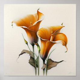 Oranje Calla Lilies Lily Bloemenkunst Print Poster
