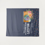 Oranje camera Boho en bloemen Waterverf Birthday Wandkleed (Voorkant (horizontaal))