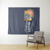 Oranje camera Boho en bloemen Waterverf Birthday Wandkleed (In Situ (horizontaal))