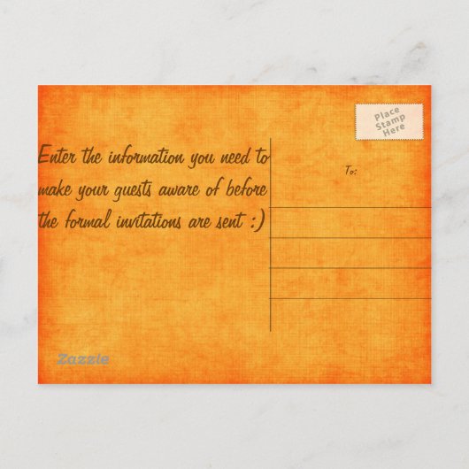 Oranje Camo Bewaar de datum! Aankondigingskaart (Achterkant)