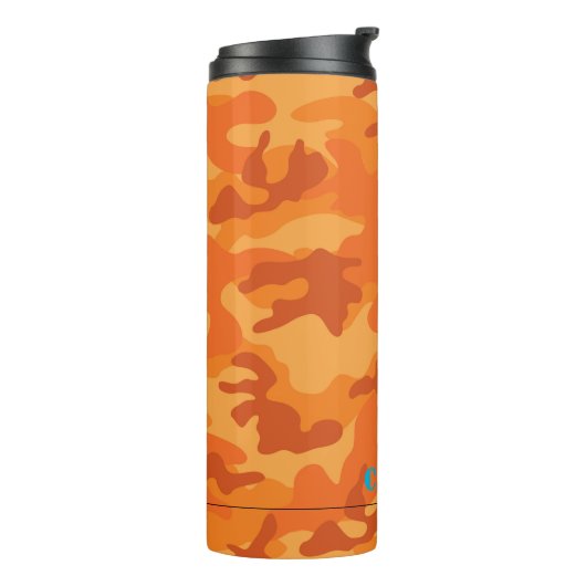 Oranje Camo Blauwe NAAM Sport Modern Reizen Thermosbeker (Gedraaid links)