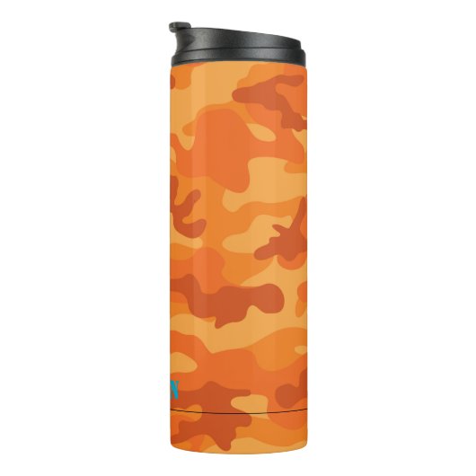 Oranje Camo Blauwe NAAM Sport Modern Reizen Thermosbeker (Geroteerd rechts)