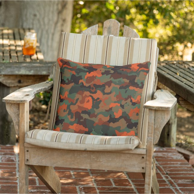 oranje camo buitenkussen (Stoel)
